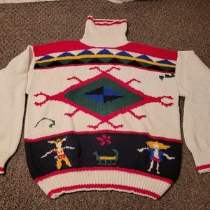 Sportables Cotton Southwest Turtle Neck Sweater